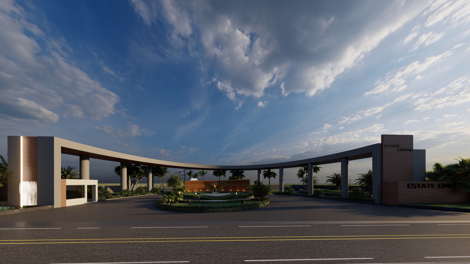 Busy main road with traffic moving in both directions